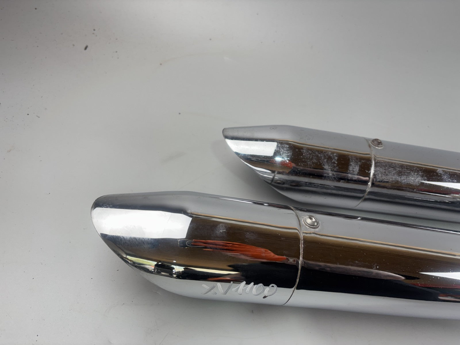 Yamaha XV1100 Virago 3LP Auspuff Exhaust Schalldämpfer Endtopf Silvertail